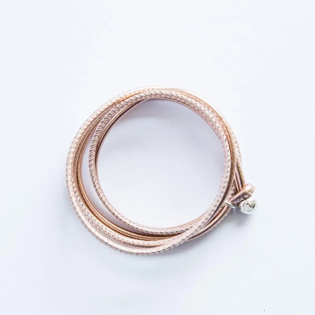Lederarmband dünn "Rosé Metallic"